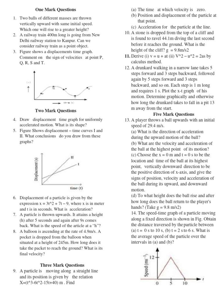 Physics Questions on Motion and Graphs | PDF | Acceleration | Velocity