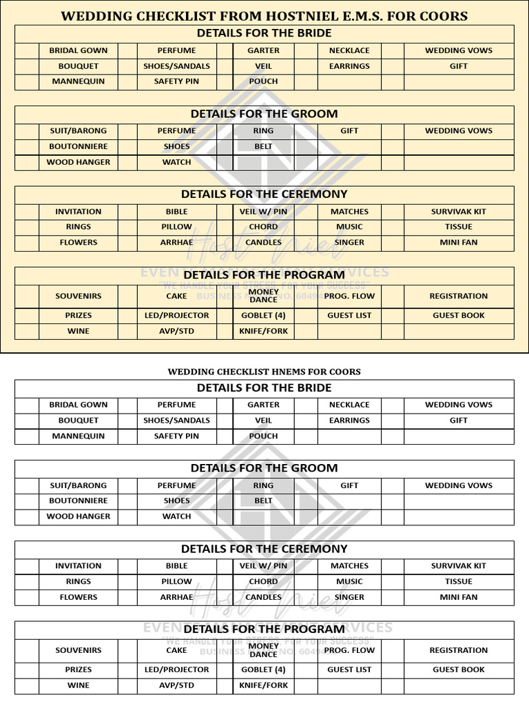 Checklist Wedding | PDF