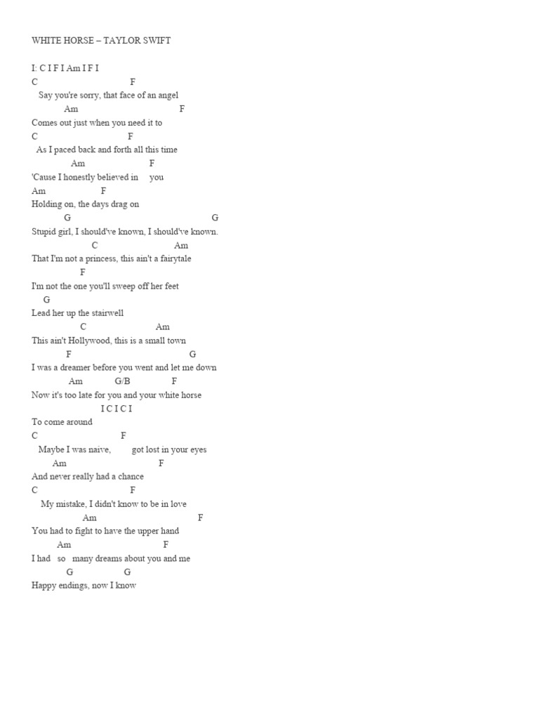 White horse chords and lyrics pdf rock songs songs written