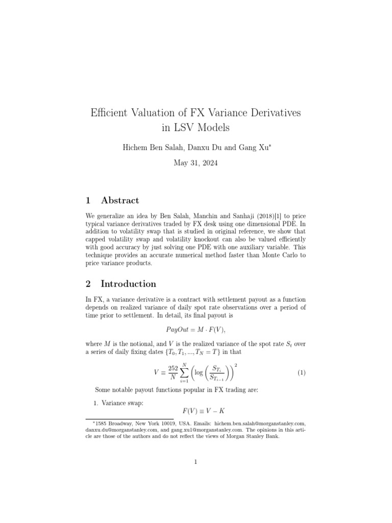 FX Variance Derivatives Valuation Techniques | PDF | Black–Scholes ...