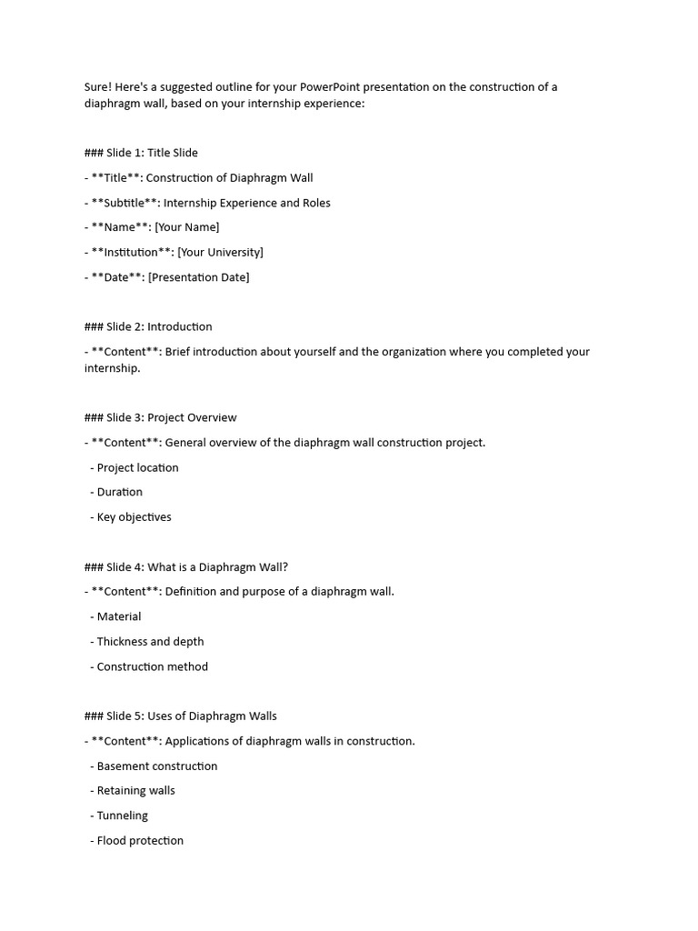 Diaphragm wall word pdf