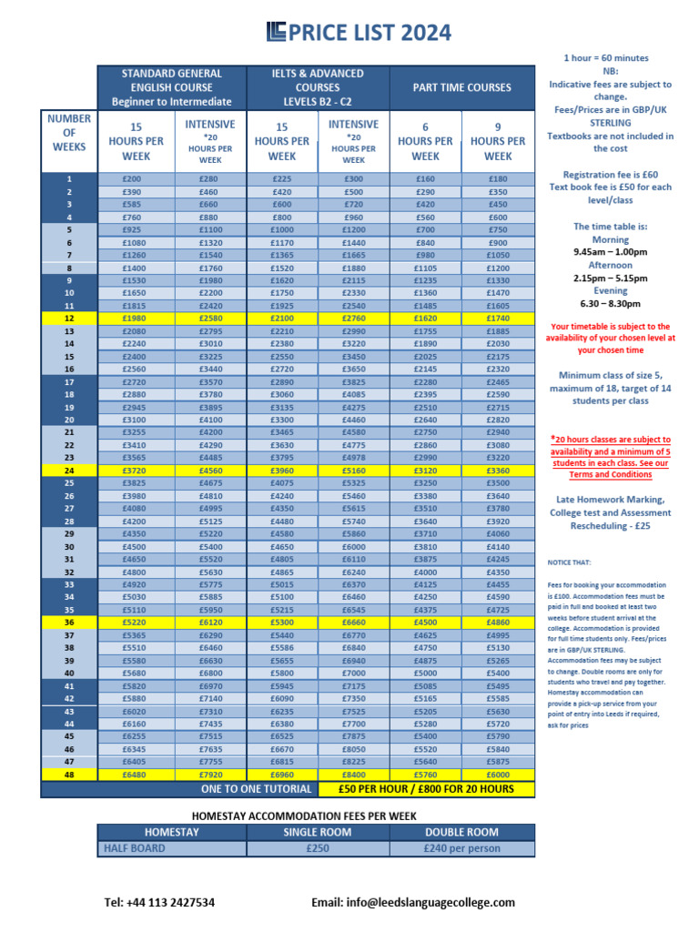 2024 English Course Price List | PDF | Textbook