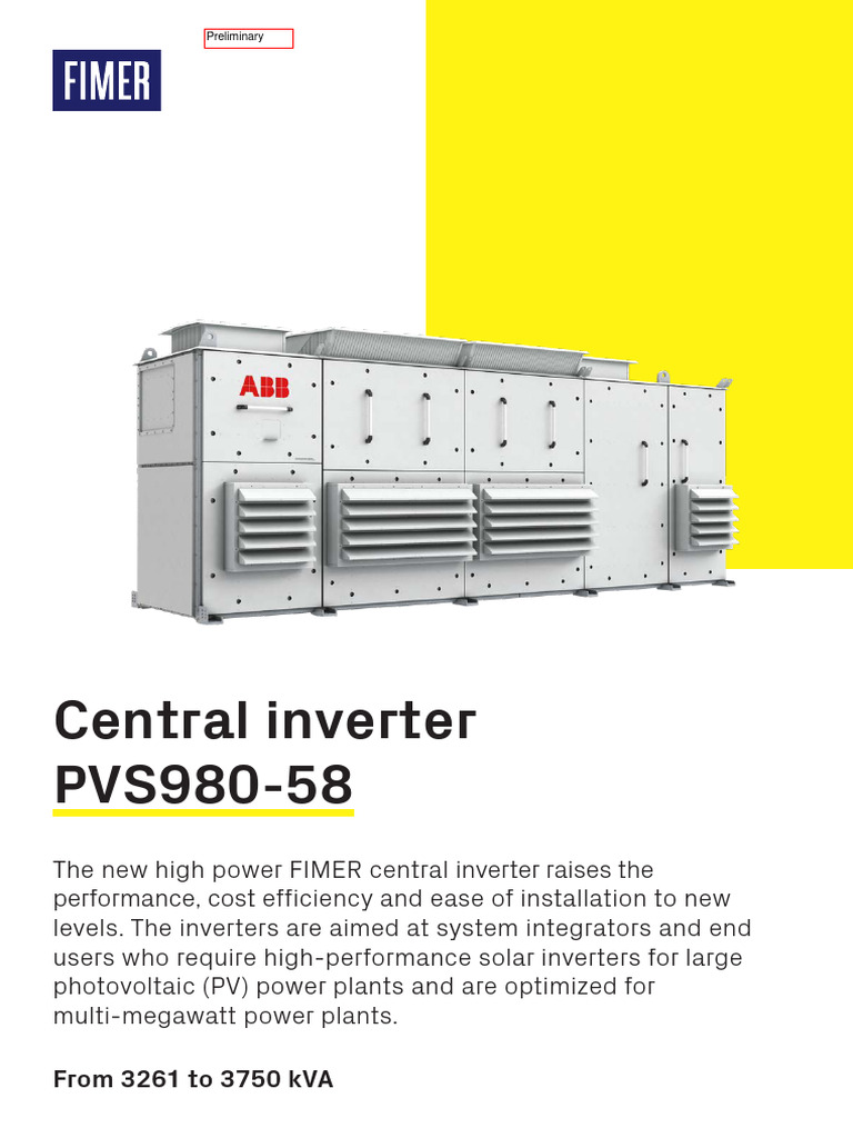 FIMER PVS980-58 Central Inverter Overview | PDF | Power Inverter ...