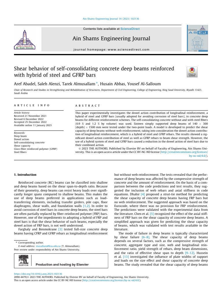 Shear Behavior of Hybrid Reinforced Deep Beams | PDF | Strength Of ...