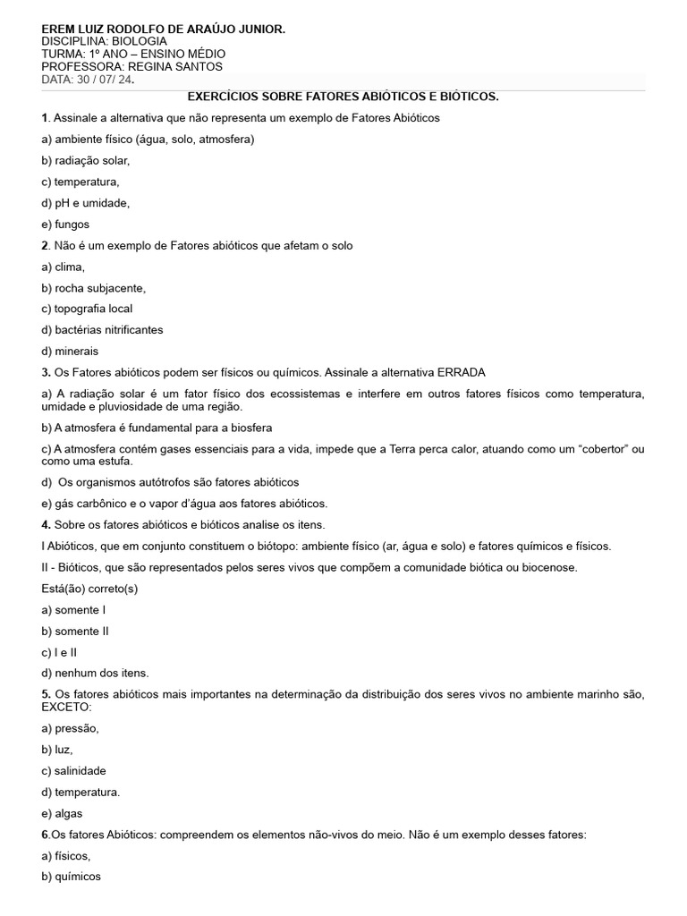 Exercicios sobre bi ticos e abioticos 30 7 luiz rodolfo 3 unid