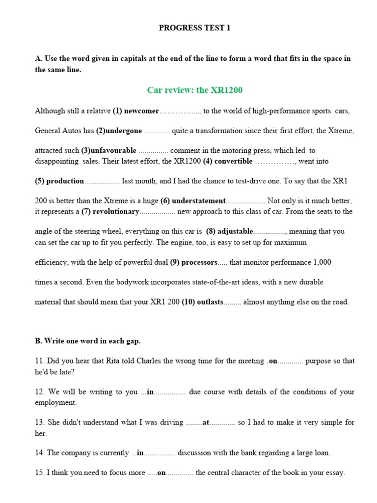Unit 13 14 Progress Test 1. C 1_2. Key | PDF
