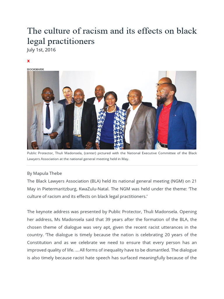 The Culture of Racism and Its Effects On Black Legal Practitioners ...