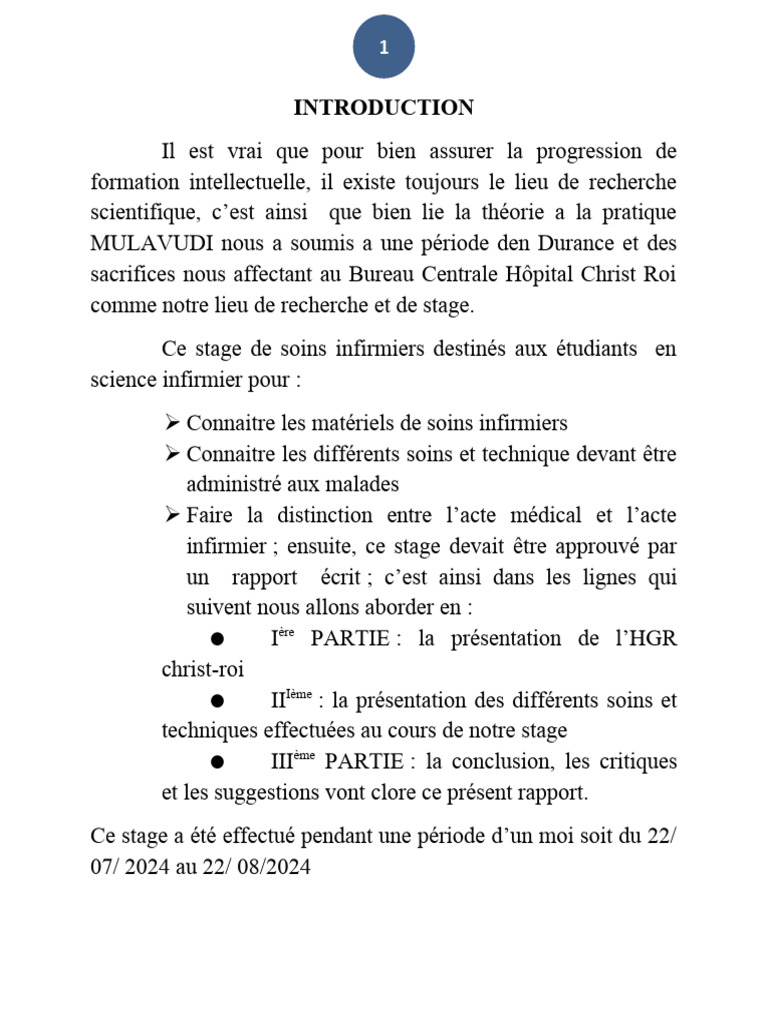 Rapport de stage en soins infirmiers | PDF | Groupe sanguin ...