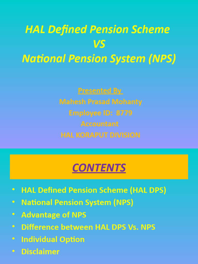 Hal Defined Pension Scheme VS NPS by MPM | PDF | Pension | Retirement