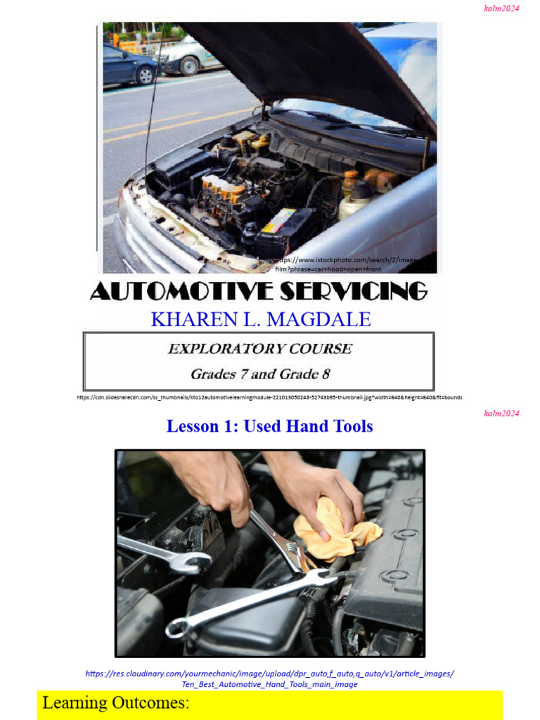Automotive Hand Tools Preparation Guide | PDF | Car | Screw