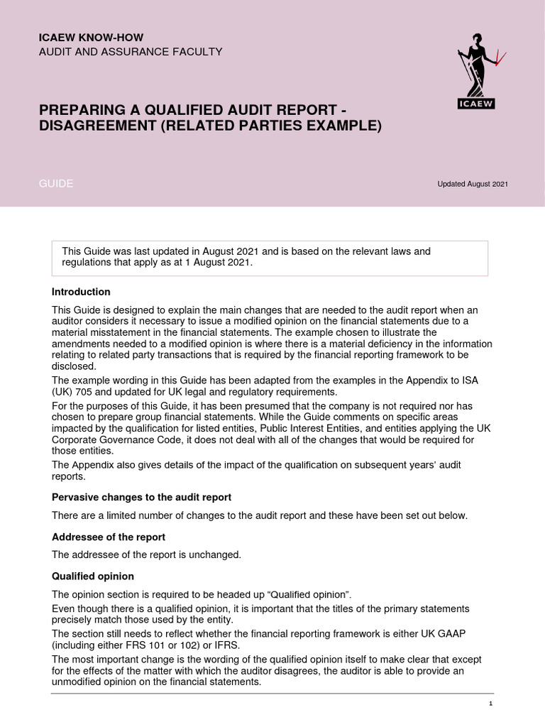 Qualified Audit Report Disagreement | PDF | Auditor's Report ...
