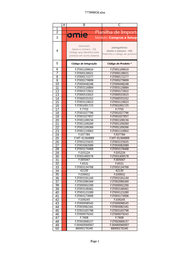 Omie Produtos Pronta | PDF