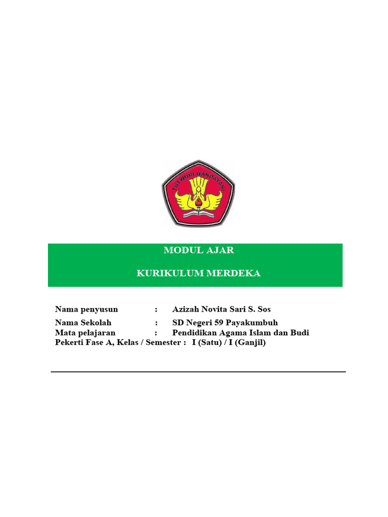 Modul Ajar Pendidikan Agama Islam Dan Budi Pekerti Modul Ajar