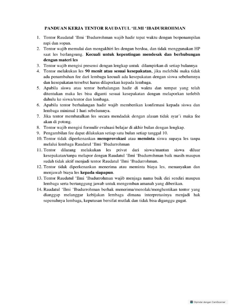 Panduan Kerja Tentor | PDF