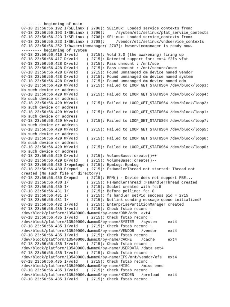 SELinux and Vold System Logs Analysis | PDF | Computer File | Computing