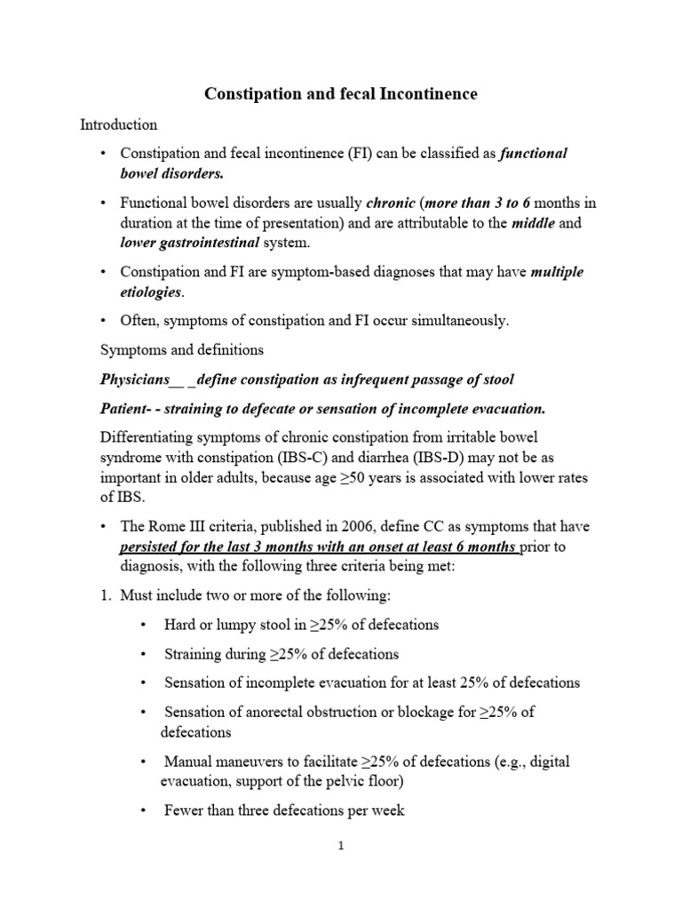 Understanding Constipation and Fecal Incontinence | PDF | Constipation ...