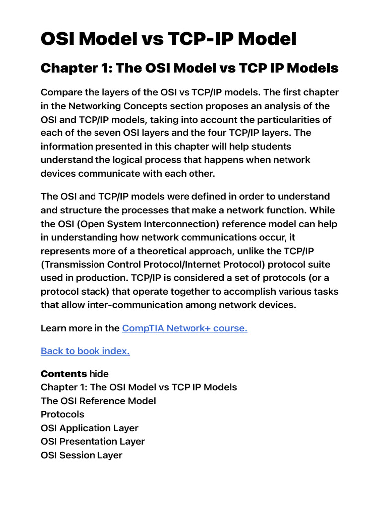 OSI Model Vs TCP-IP Model | PDF | Osi Model | Internet Protocol Suite