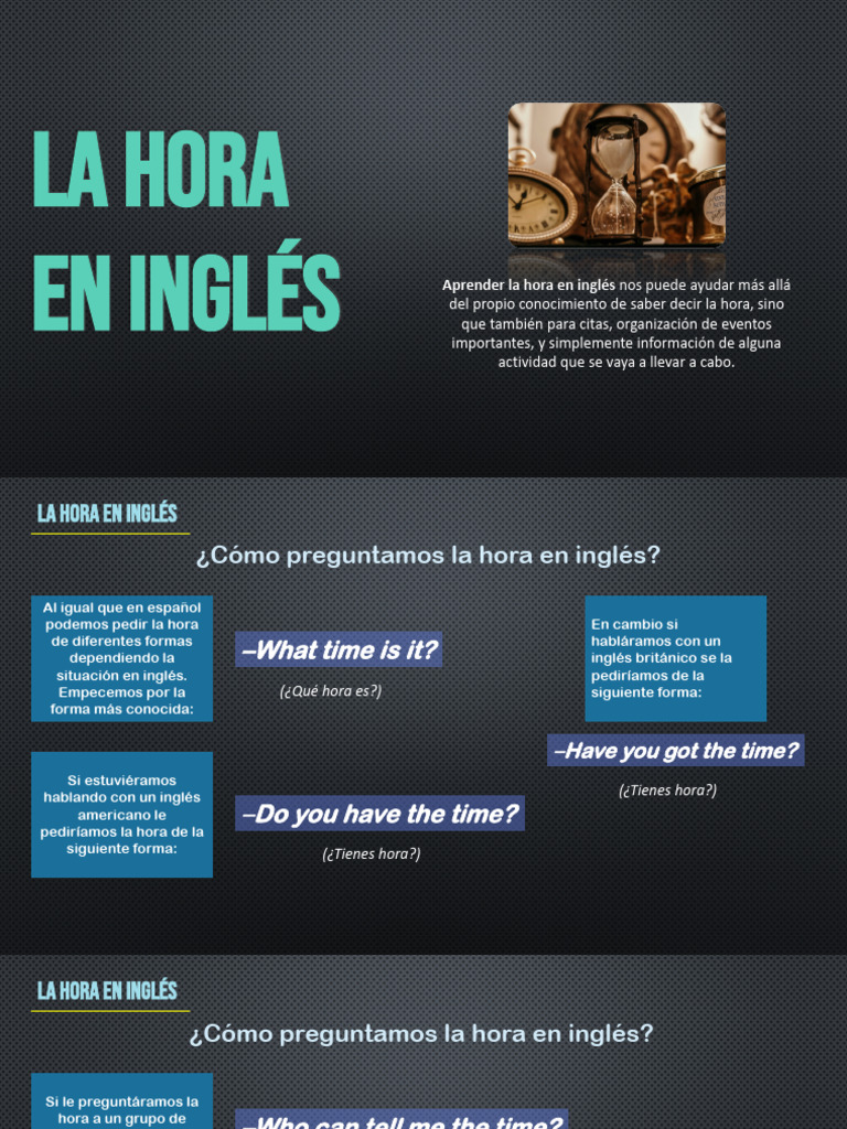 La Hora en Inglés | PDF | Idiomas del Reino Unido | Idiomas