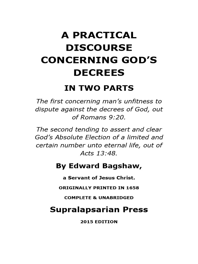 God's Decrees: Election and Sovereignty | PDF | Jesus | God