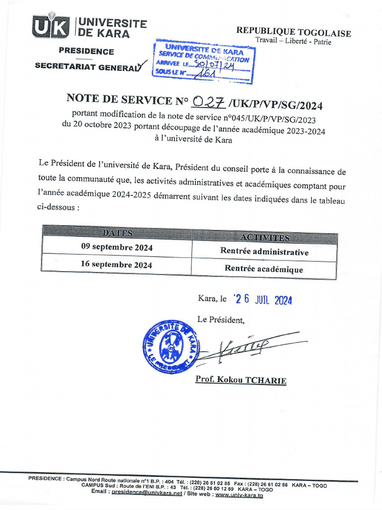 Note de Service | PDF