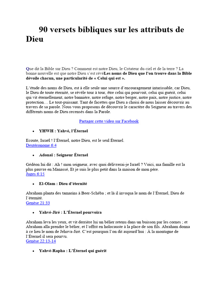 90 Versets sur les Attributs de Dieu | PDF | Dieu | Épître aux Romains