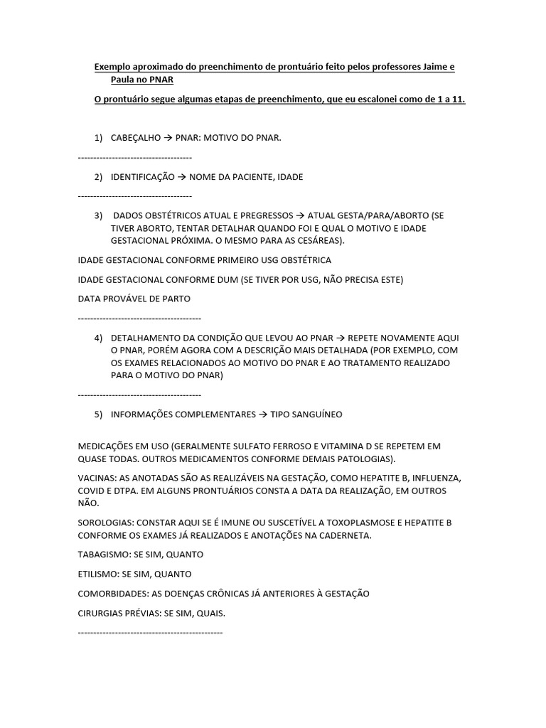 Preenchimento de Prontuário PNAR | PDF | Gravidez | Hepatite