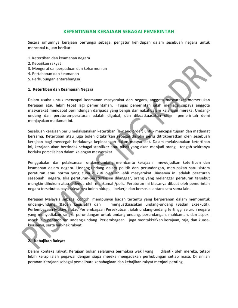 Politik Dan Kerajaan Kepentingan Kerajaan Sebagai Pemerintah Pdf