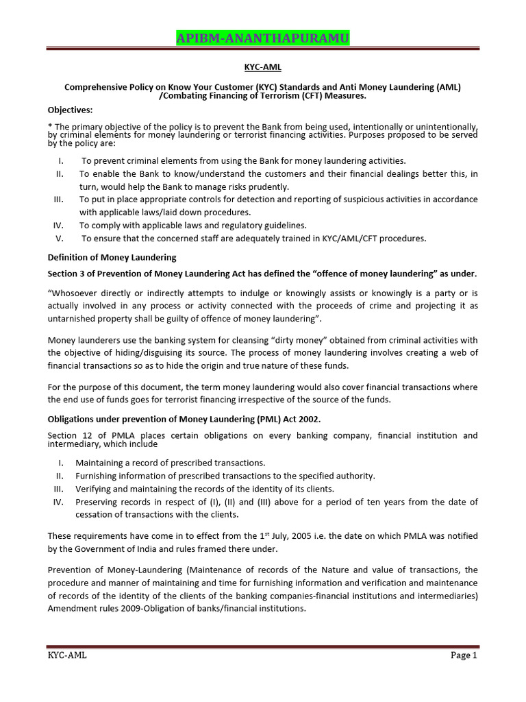03 Kyc Aml | PDF | Identity Document | Money Laundering