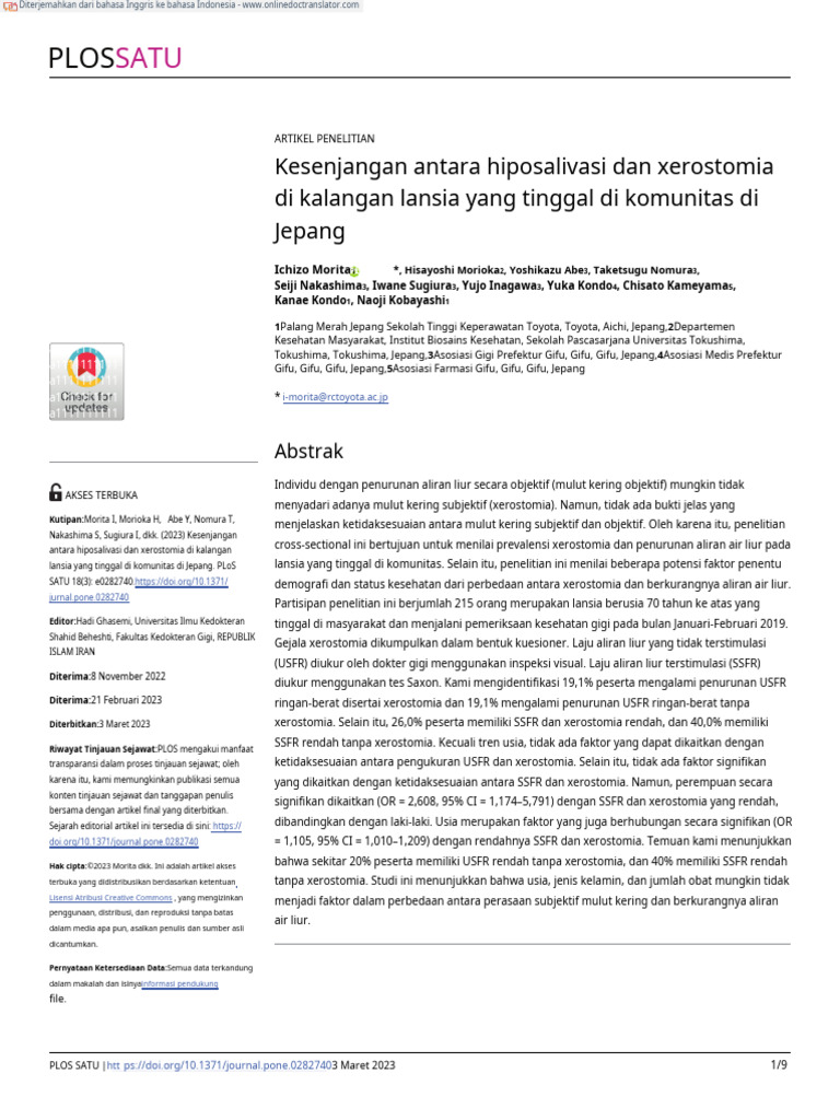 Discordance Between Hyposalivation and Xerostomia Among Community ...