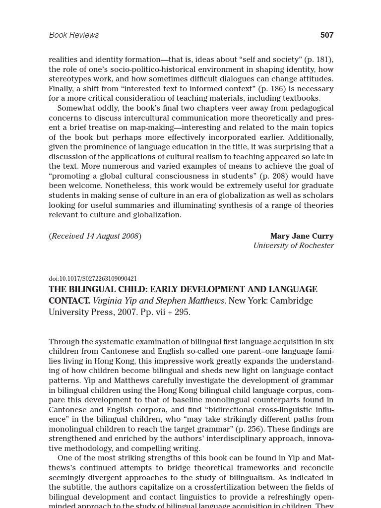 Bilingual Child Language Acquisition Insights | PDF | Multilingualism ...