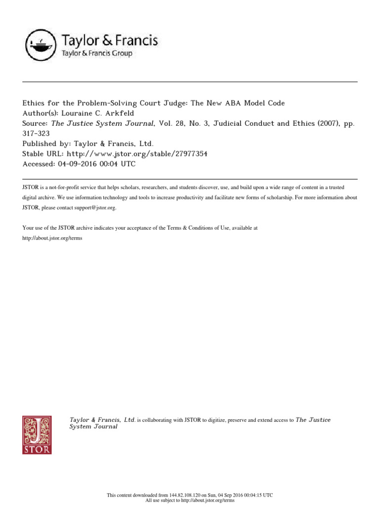 Ethics for Problem-Solving Court Judges | PDF | Judge | Judicial Notice