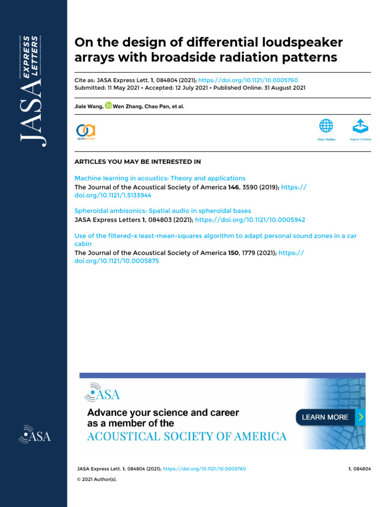 Design of Differential Speaker Arrays | PDF | Loudspeaker | Matrix