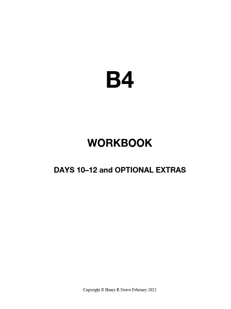 b4 Workbook Days 10 To 12 Extras | PDF | Blood Pressure | Luck