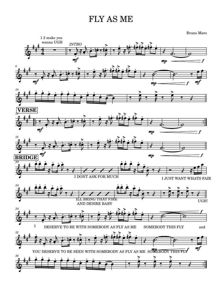 FLY AS ME Horn Part BB | PDF | Songs Written