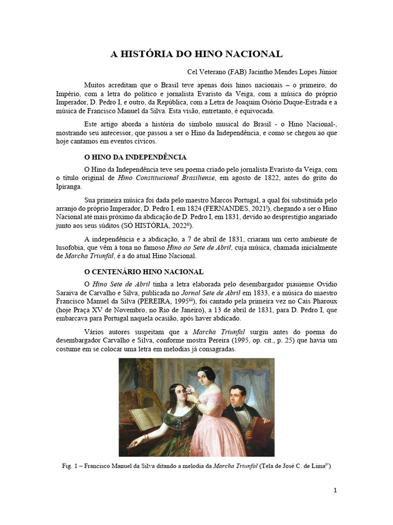 História do Hino Nacional Brasileiro | PDF | Brasil