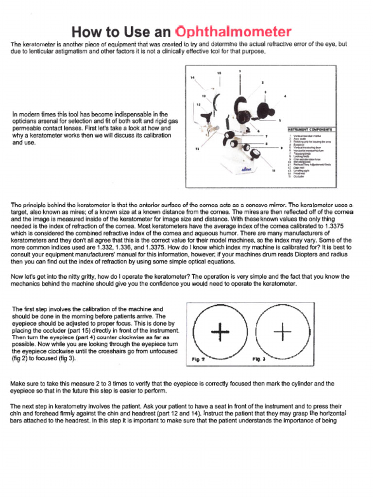How To Use An Keratometer | PDF