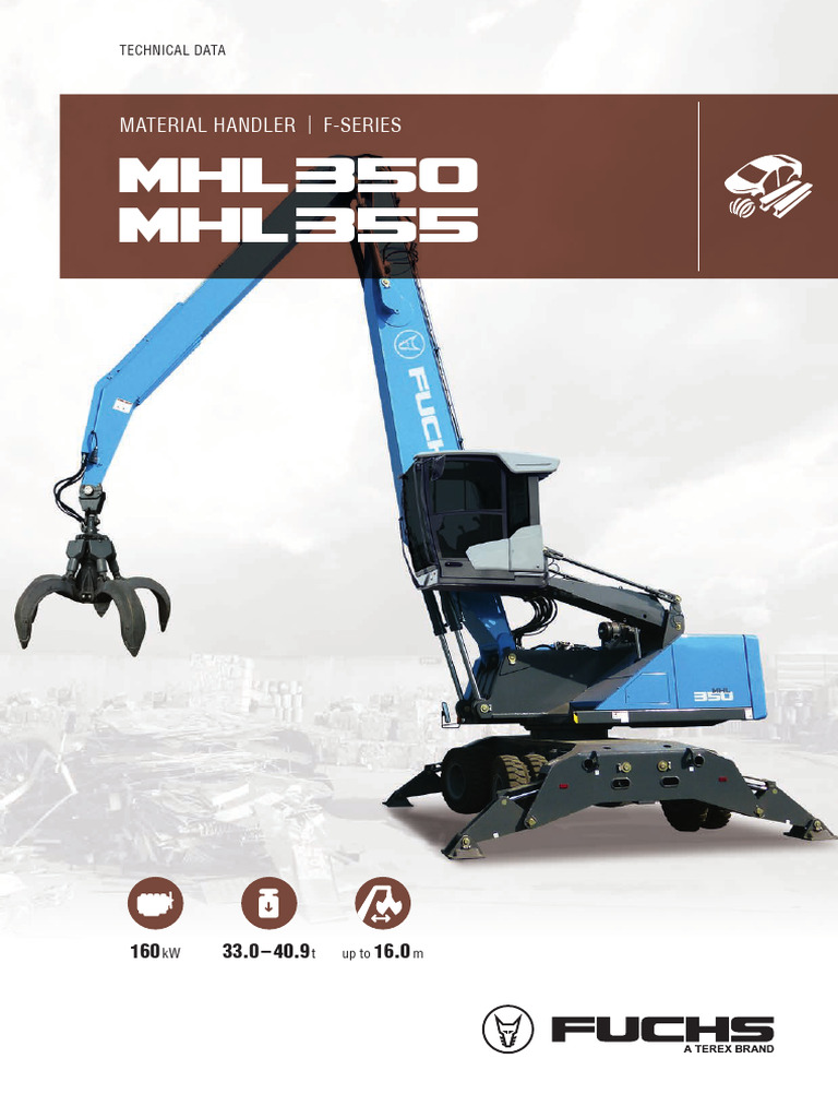 Fuchs MHL 350 Material Handler Specs | PDF | Brake | Diesel Engine
