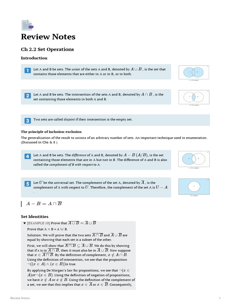 DM Week 2 CH 2.2 Reading Notes | PDF | Intersection (Set Theory ...