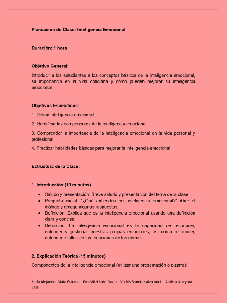 Clase sobre Inteligencia Emocional en Secundaria | PDF | Las emociones ...
