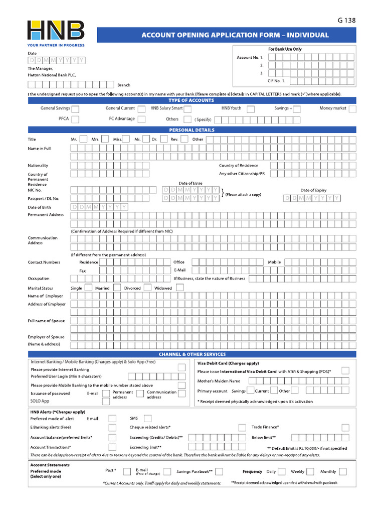 Account Opening Application Individual | PDF | Banks | Cheque