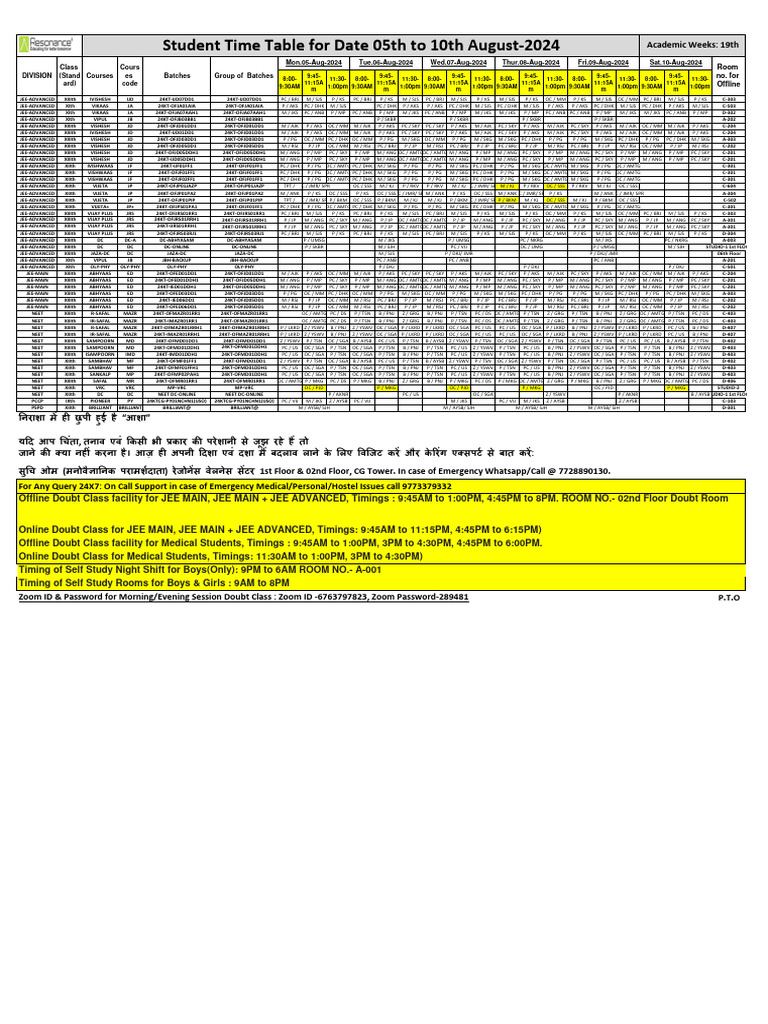 Student Timetable: Aug 5-10, 2024 | PDF | Academic Administration ...