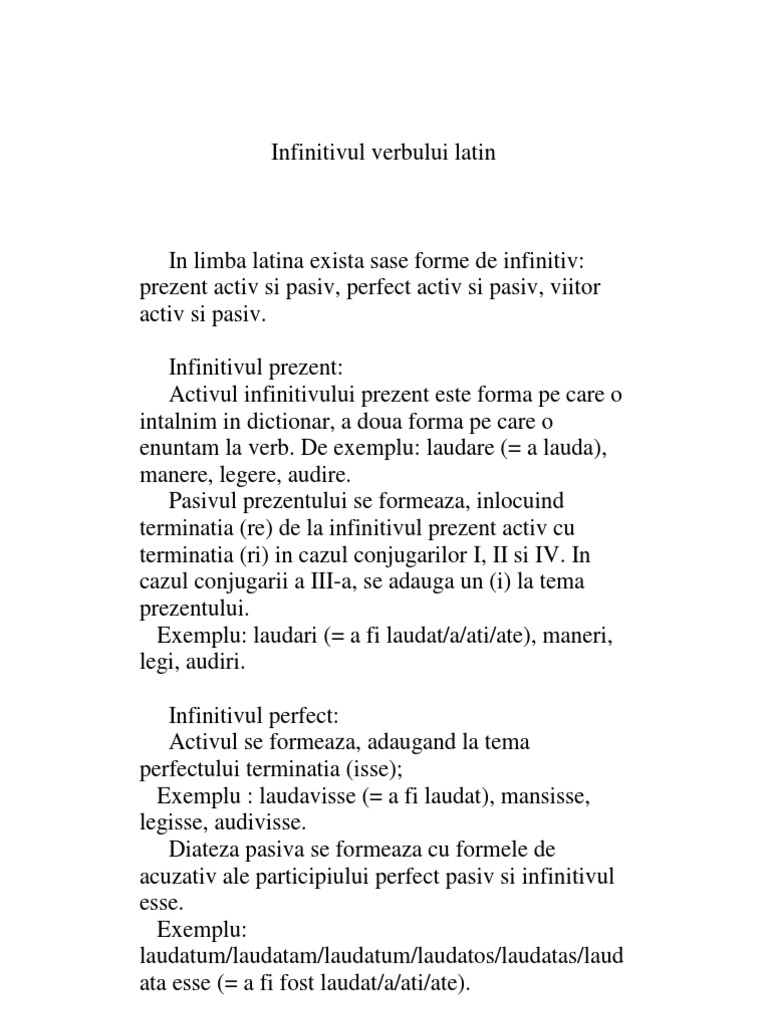 Infinitivul Verbului Latin | PDF