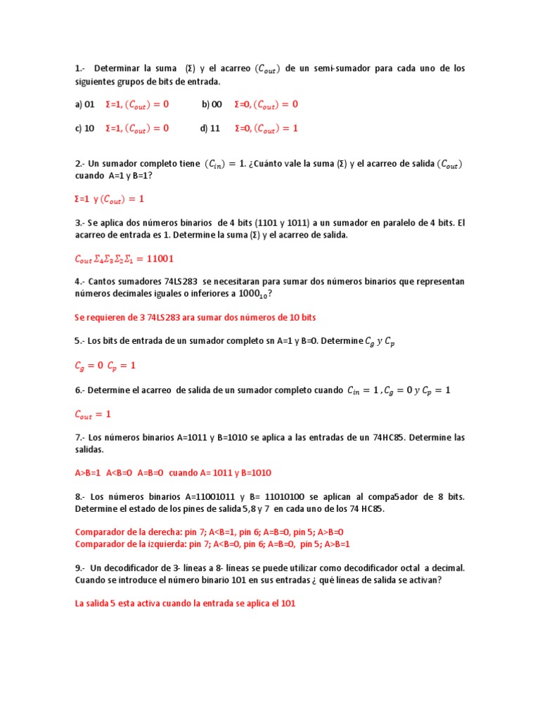 Preguntas Examen Poco Decimal Codificado En Binario Prueba