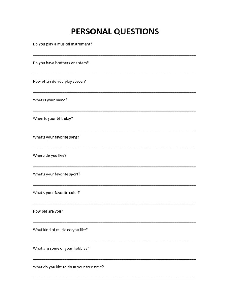 Personal questions pdf