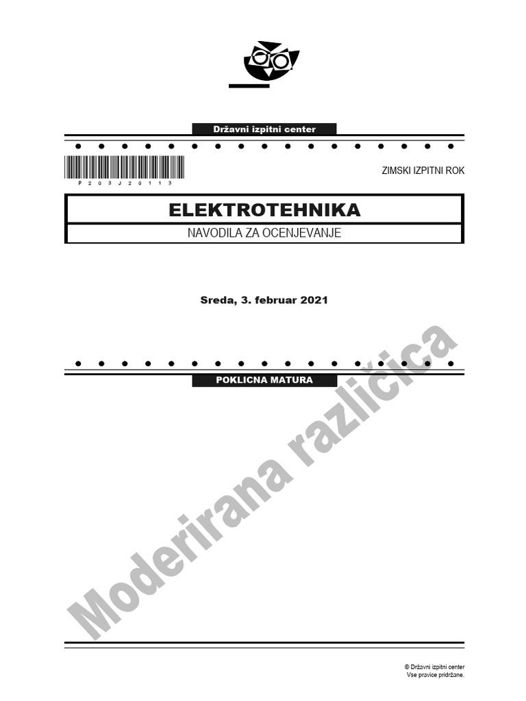 Elektrotehnika: Navodila Za Ocenjevanje | PDF