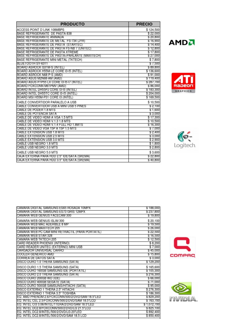 Lista de Precios | PDF | Hardware de la computadora | Electrónica digital