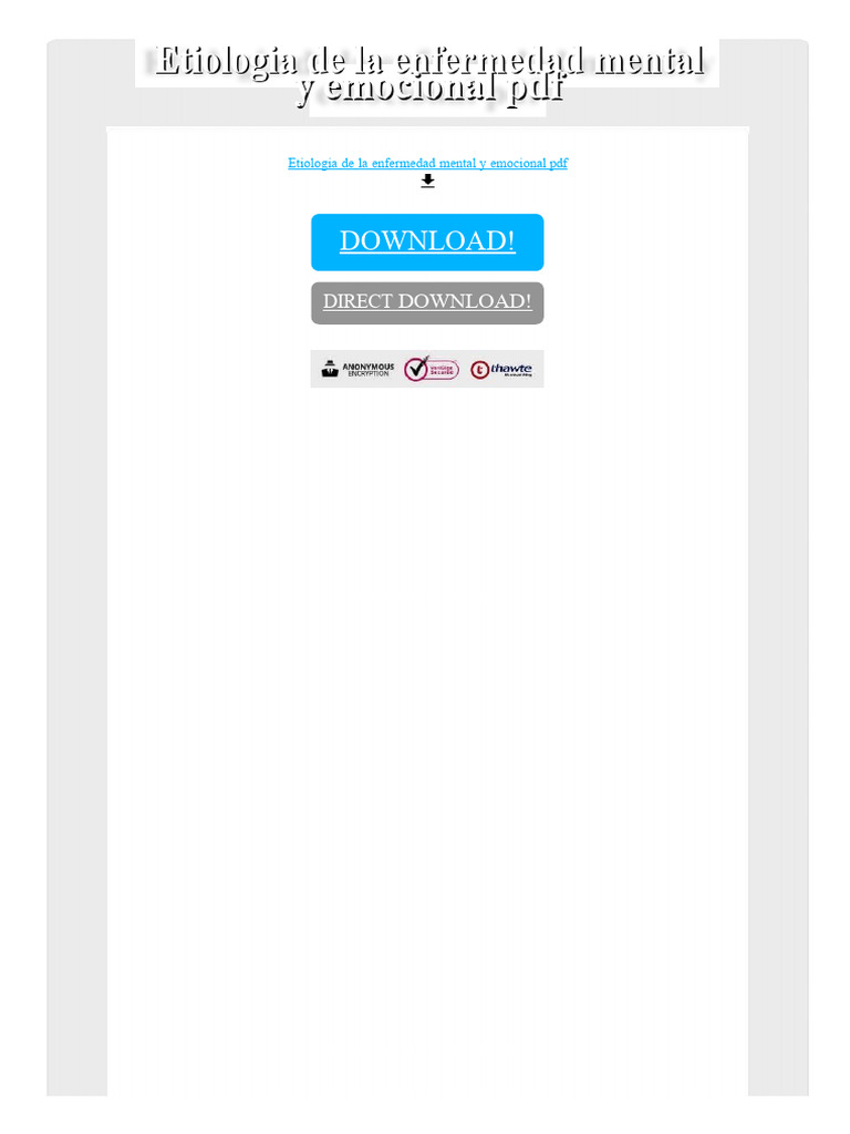 Etiologia de La Enfermedad Mental y Emocional PDF | PDF