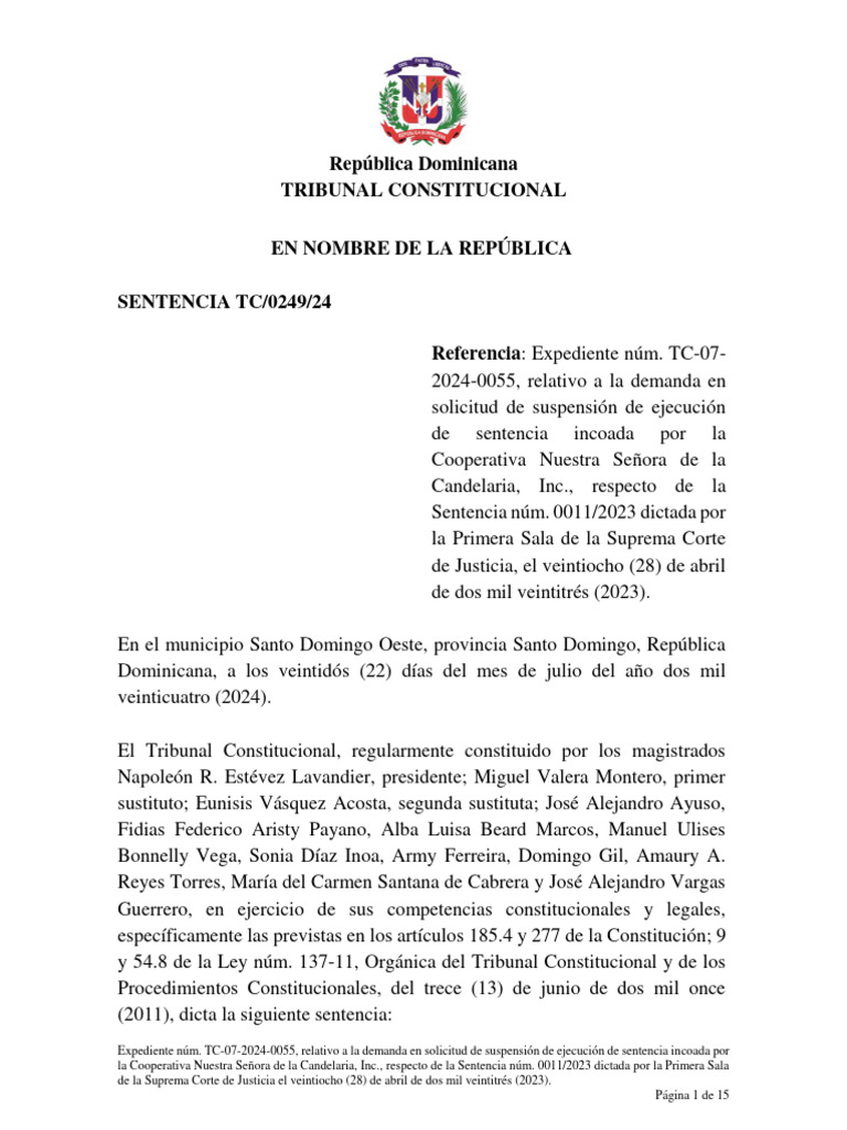 TC 0249 24 TC 07 2024 0055 | PDF | Sentencia (ley) | Judicaturas