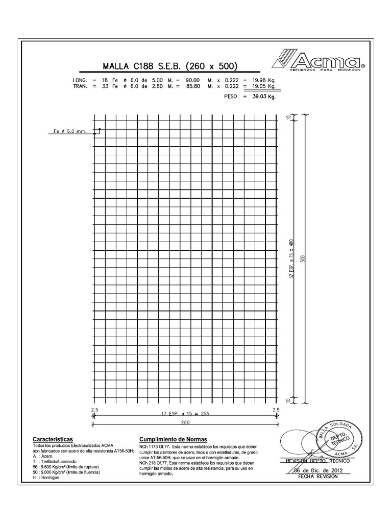 Acma Ficha Malla C-188 | PDF