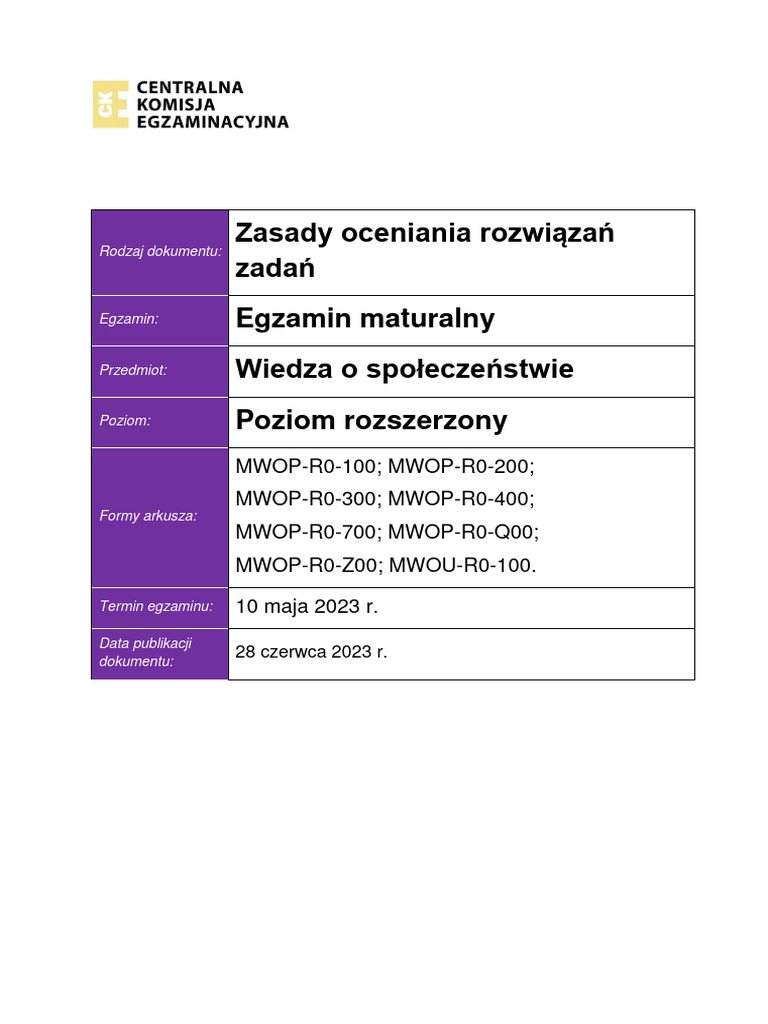 MWOP R0 100 2305 Zasady | PDF